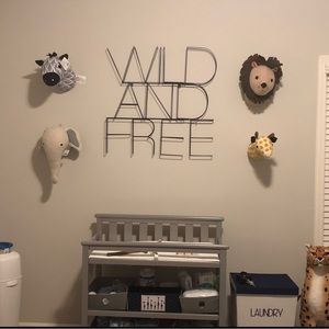 Safari Animal Wall Mount Plush Fabric Animal Head Faux  for Kids Baby Nursery